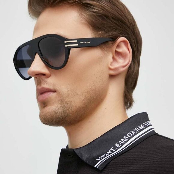 Marc Jacobs MARC 747/S 003L IR Aviator Sunglasses - Pattern Black Grey/Grey - Picture 3 of 11